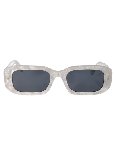 Shop Chiara Ferragni Rectangular Frame Sunglasses In White