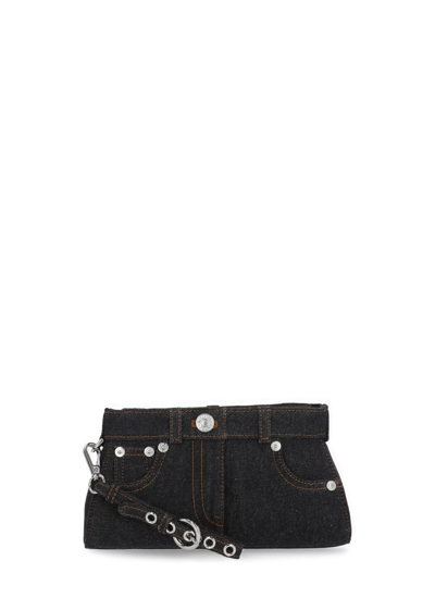Shop Moschino Jeans Denim Clutch Bag In Black