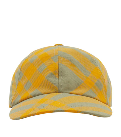 Shop Burberry Check Baseball Cap In Yellow