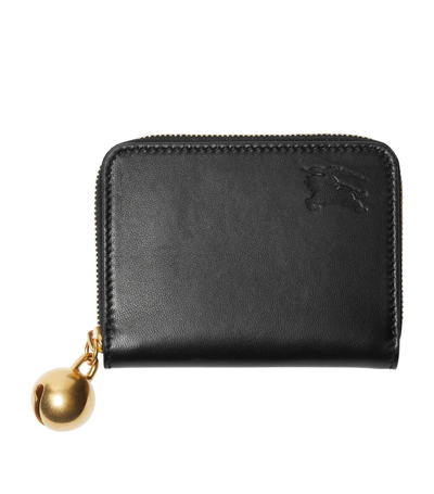 Shop Burberry Small Leather Debossed Ekd Purse In Black