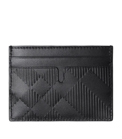Shop Burberry Leather Check Card Holder In Black