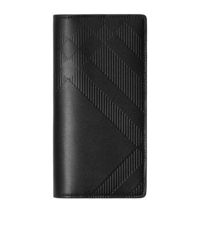 Shop Burberry Leather Check Continental Wallet In Black