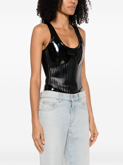 Shop Mugler Shiny Body Woman Black In Polyester