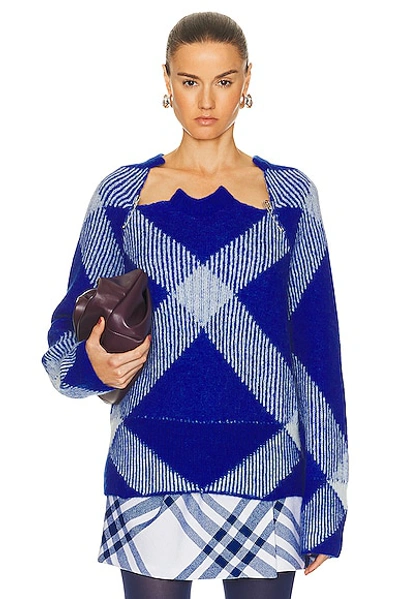 Shop Burberry Long Sleeve Sweater In Knight Ip Check