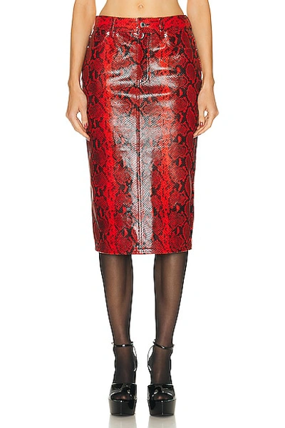 Shop Alexander Wang Leather Pencil Skirt In Red