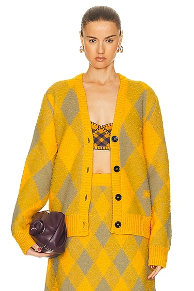 Shop Burberry Long Sleeve Cardigan In Mimosa Ip Pattern