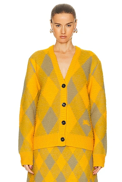 Shop Burberry Long Sleeve Cardigan In Mimosa Ip Pattern