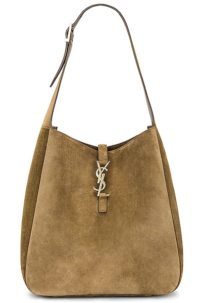 Shop Saint Laurent Le 5 A 7 Supple Hobo Bag In Barley Green