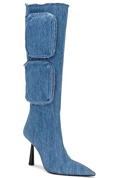 Shop Gia Borghini Belvinia Knee High Boot In Blue Jeans