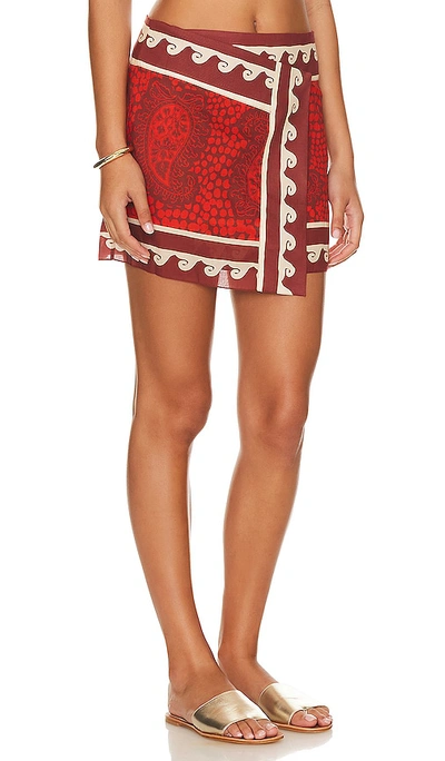 Shop Johanna Ortiz Hunting Roots Wrap Mini Skirt In Red