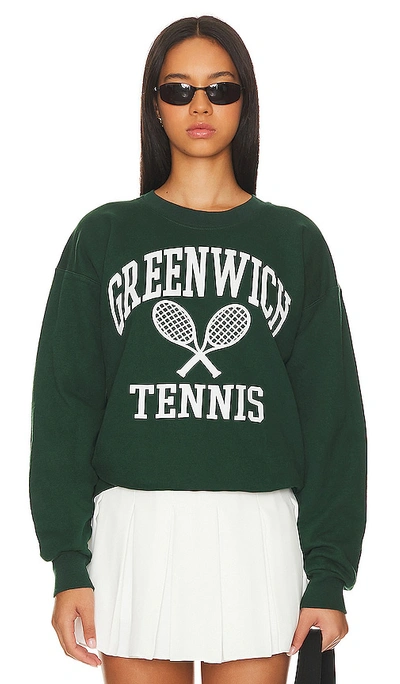 Shop Firstport Greenwich Tennis Crewneck Sweatshirt In Dark Green