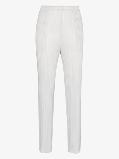 Shop Issey Miyake Plissé Tapered-leg Cropped Trousers In Grey