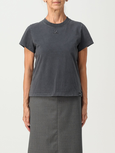 Shop Courrèges T-shirt  Woman Color Grey