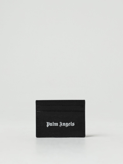 Shop Palm Angels Grained Leather Credit Card Holder In Black