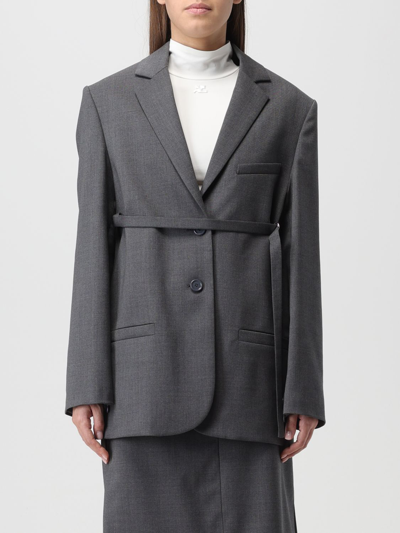 Courrèges Strapped Tailored Jacket In Grey
