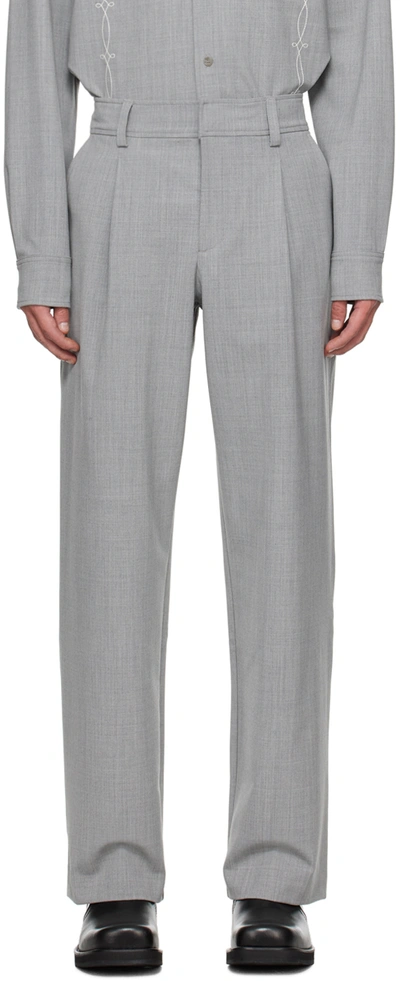 Shop Soulland Gray Aidan Trousers In Grey