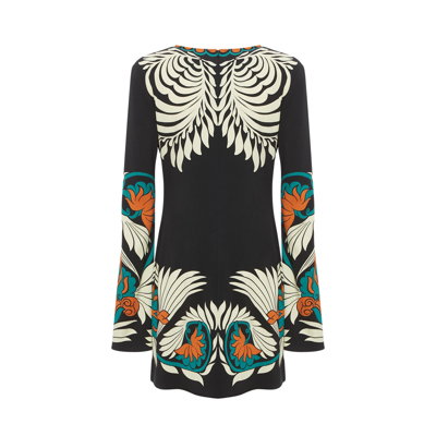 La Doublej Mini Supreme Swing Dress In Mix Tiles Placée Black