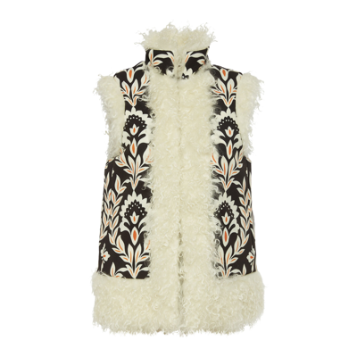La Doublej Sleeveless Folk Jacket In Ghirlanda Black