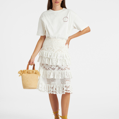 Shop La Doublej Footloose Lacey Skirt In White