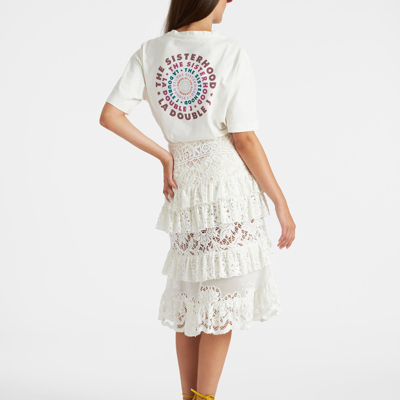 La Doublej Footloose Lacey Skirt In White