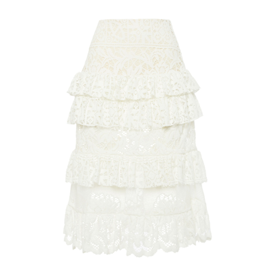La Doublej Footloose Lacey Skirt In White