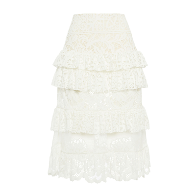 La Doublej Footloose Lacey Skirt In White