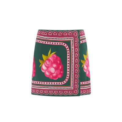 Shop La Doublej Foulard Mini Skirt In Lampone Placée Emerald