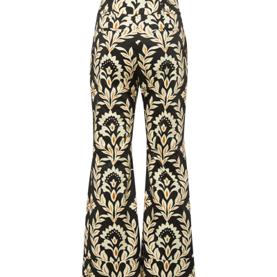 La Doublej Floral-print Cropped Trousers In Ghirlanda Black