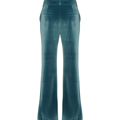 La Doublej Velvet-finish Cotton Cropped Trousers In Light Blue