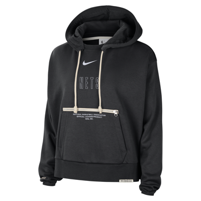 Shop Nike Brooklyn Nets Standard Issue  Women's Dri-fit Nba Pullover Hoodie In Black