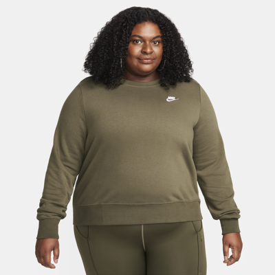 Shop Nike Women's  Sportswear Club Fleece Crew-neck Sweatshirt (plus Size) In Green