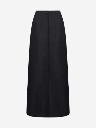 Shop Givenchy Wool And Mohair Long Skirt In Black