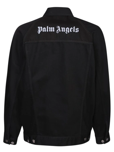 Shop Palm Angels Black Denim Jacket