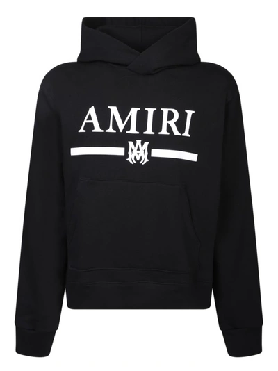 Shop Amiri Black Cotton Hoodie With Logo Print