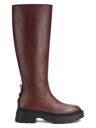 Shop Coach Women's Julietta Leather Knee-high Lug-sole Boots In Walnut