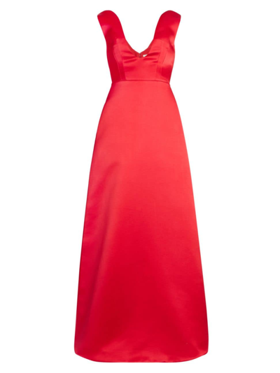 Shop Emilia Wickstead Women's Filippa Satin V-neck Gown In Red
