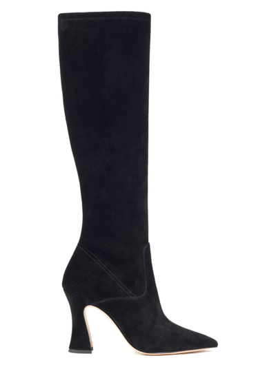 Shop Coach Women's Cece 90mm Suede Knee-high Boots In Black