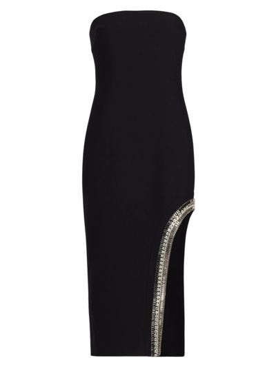 Shop Cinq À Sept Women's Sammy Strapless Rhinestone Midi-dress In Black