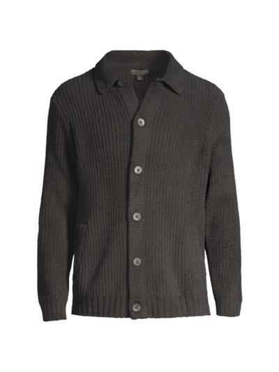 Shop Barefoot Dreams Men's Cozychic Rib-knit Cardigan In Carbon