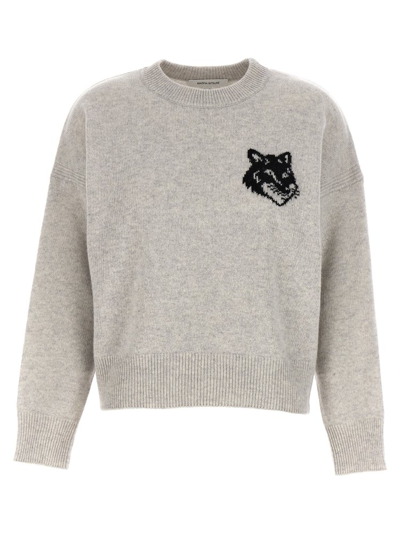 Shop Maison Kitsuné Fox Intarsia In Grey