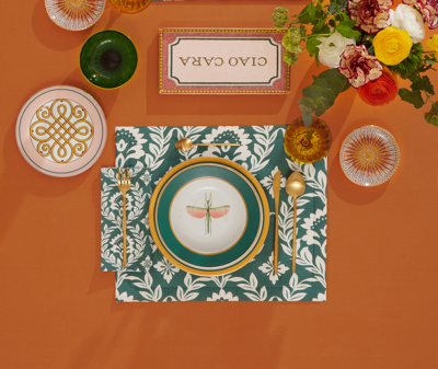 La Doublej Table Linens Green Uni In Green