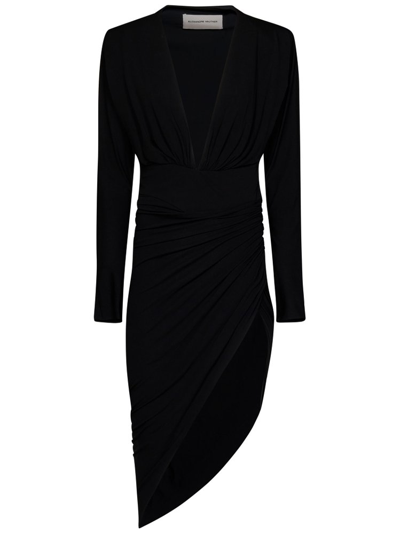 Shop Alexandre Vauthier Asymmetric Midi Dress In Black