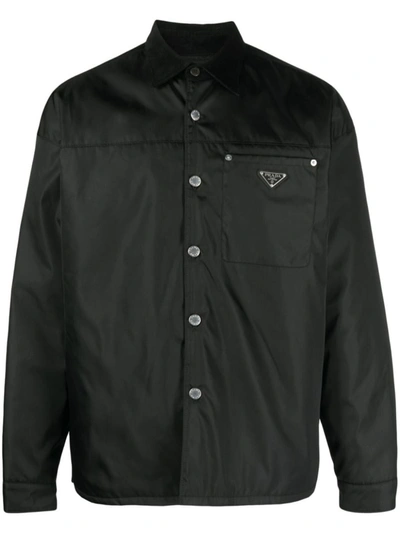Shop Prada Re-nylon Shirt Jacket In Nero