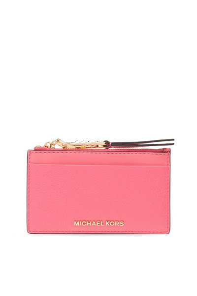Shop Michael Michael Kors Logo Lettering Zipped Wallet In Pink