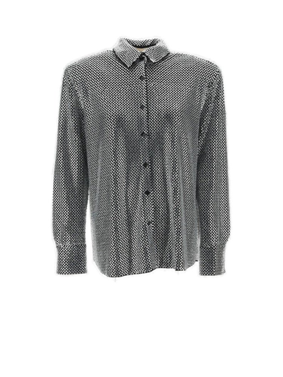 Shop Alexandre Vauthier Diamond Crystallized Buttoned Shirt In Silver