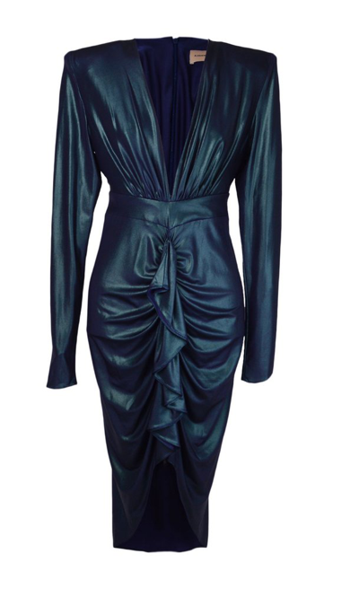 Shop Alexandre Vauthier Gathered V In Green