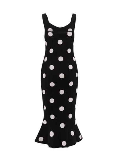 Shop Marni Stretch Viscose Dress With Polka-dot Motif In Black