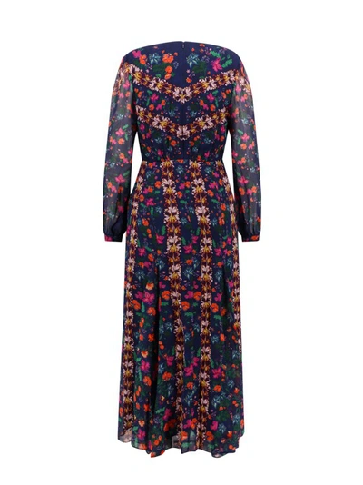 Shop Saloni Silk Dress With Multicolor Floral Print In Black