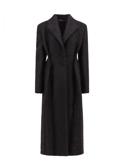 Shop Givenchy Constructed Wool And Mohair Long Coat In Black