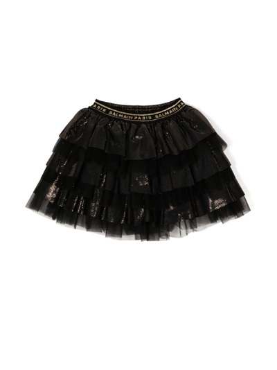 Shop Balmain Black Layered Tutu Skirt